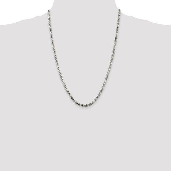 3.5mm Sterling Silver, Diamond Cut Solid Rope Chain Necklace, 24 Inch - Picture 2 of 8